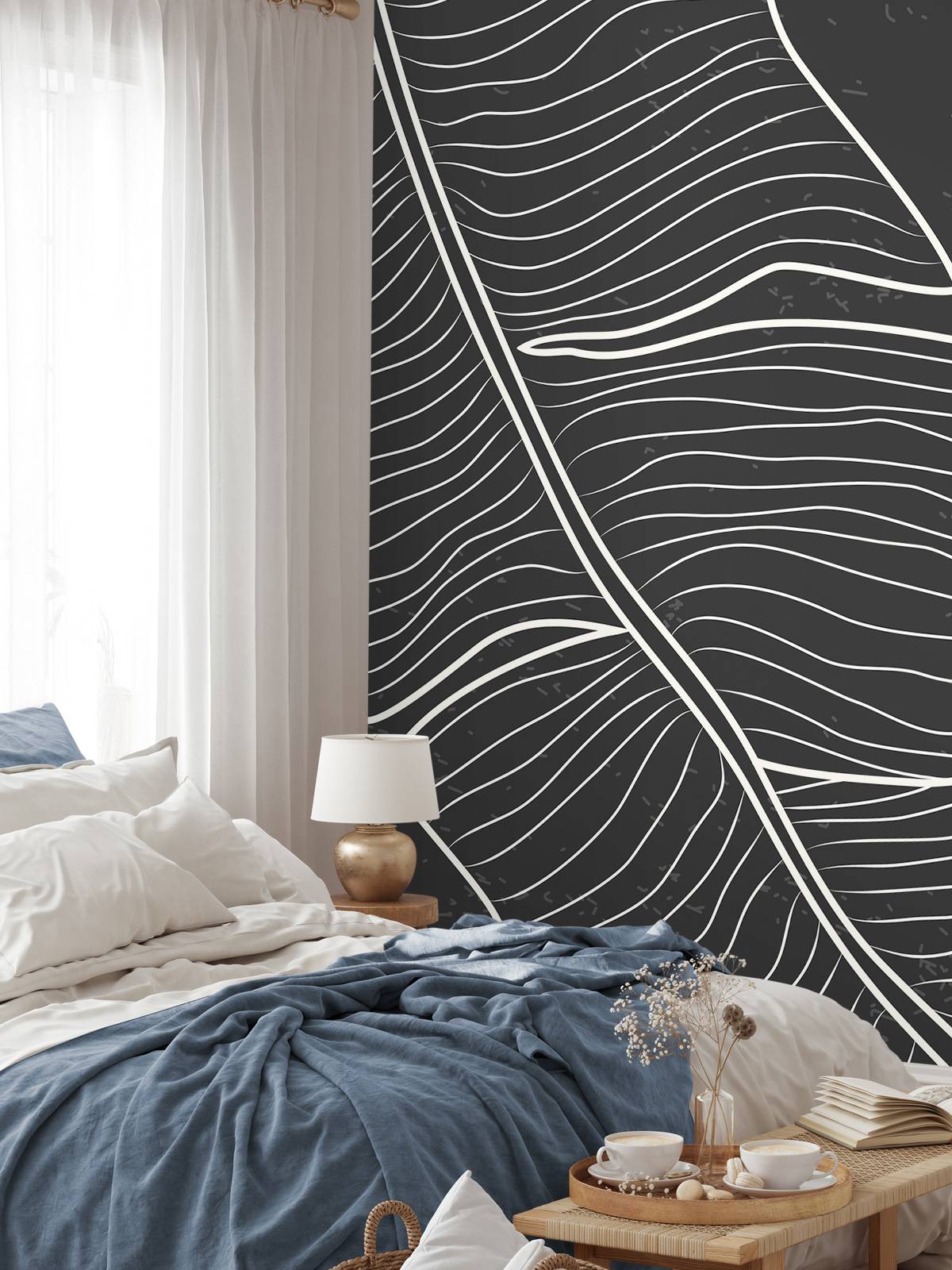 Zwart-witte blad illustratie