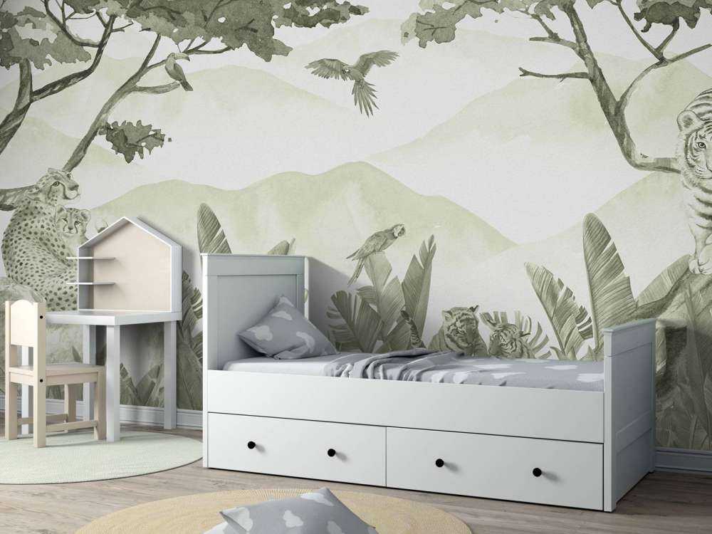 Roofdieren in de jungle in groen