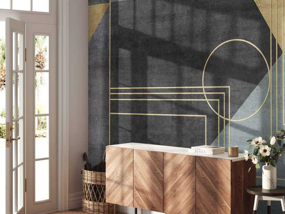 Gouden lijnen in zeegroen