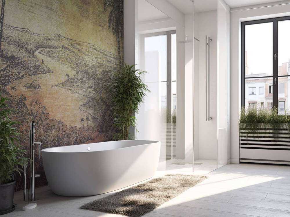 Tropisch rivierlandschap bij zonsondergang