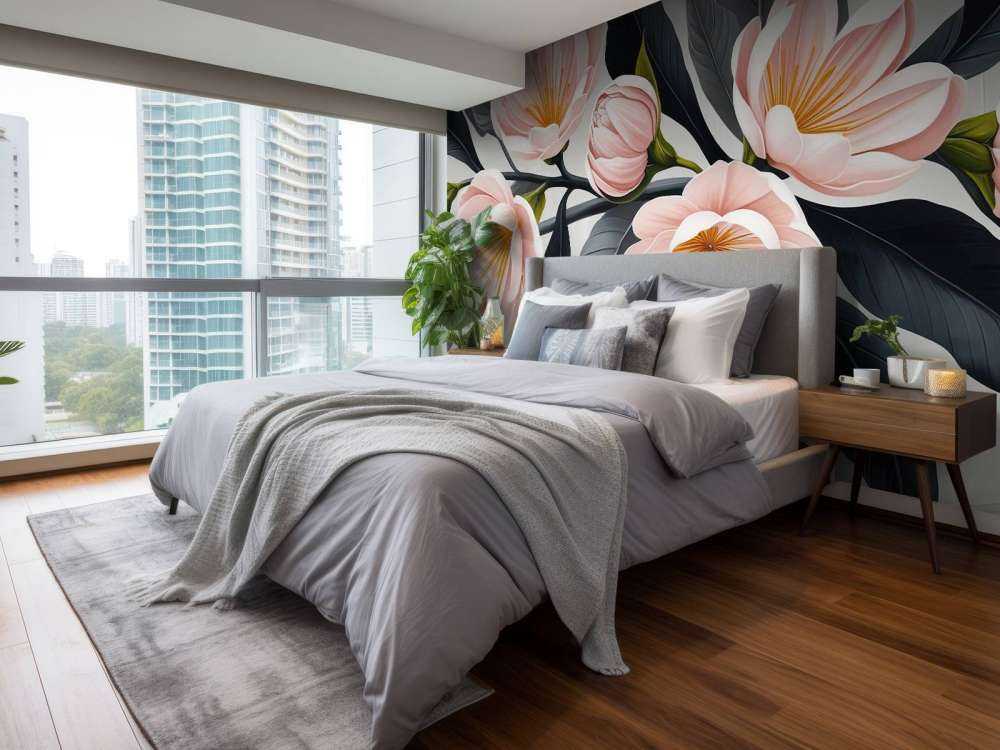 Roze magnoliabloemen met donkere bladeren