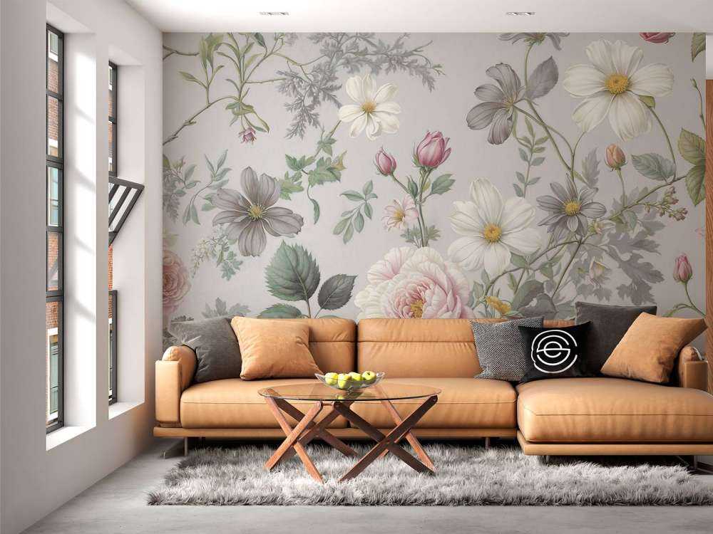 Romantische bloemen op mistgrijs