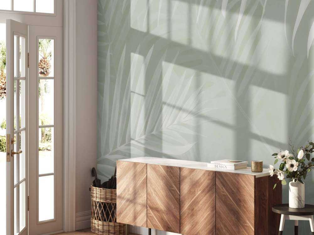 Foggy palm leaves Green