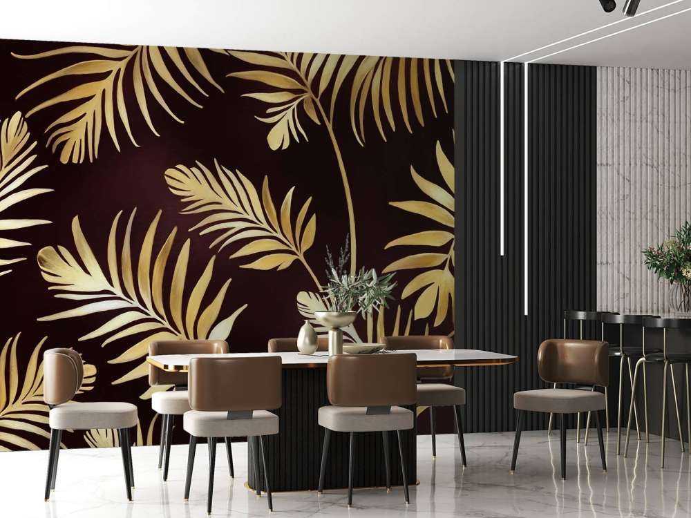 Golden leaves on dark Bronze