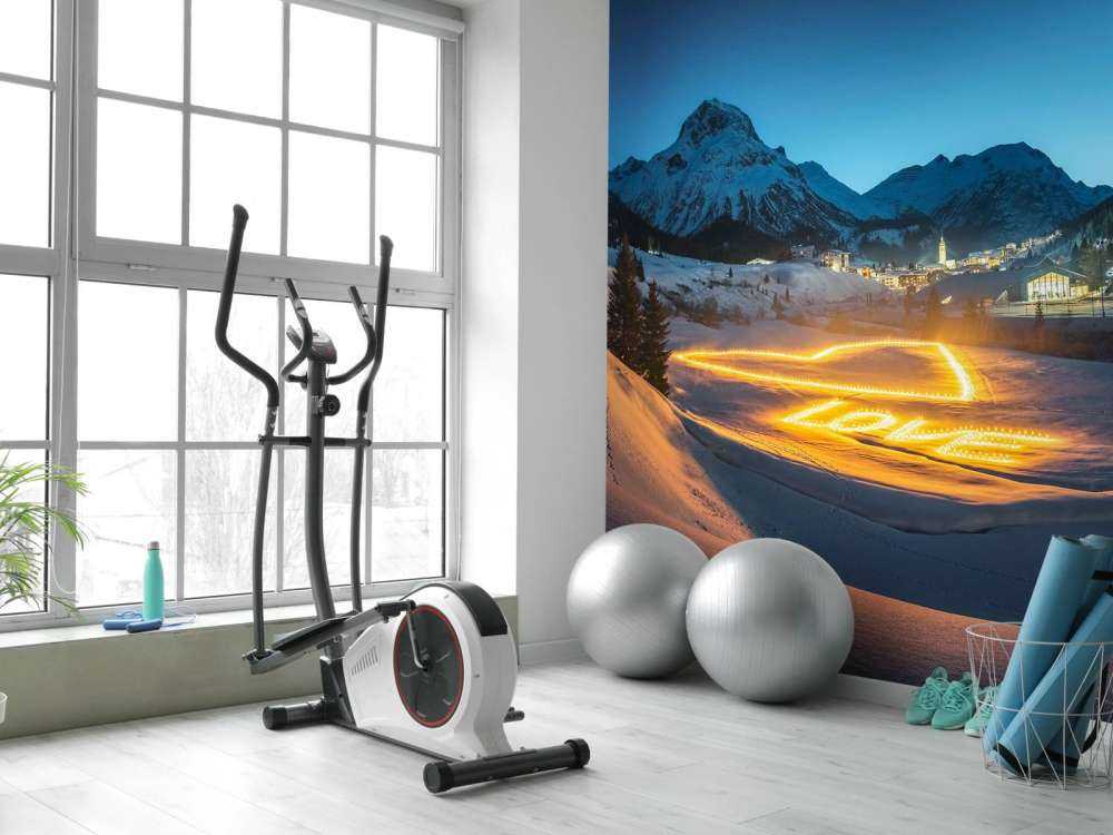 Lichtkunst in winters bergdorp