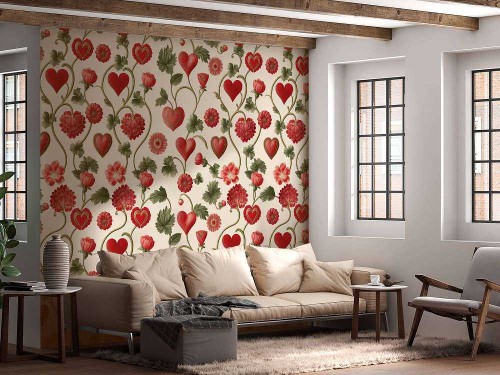 Romantische hartjes en bloemenranken