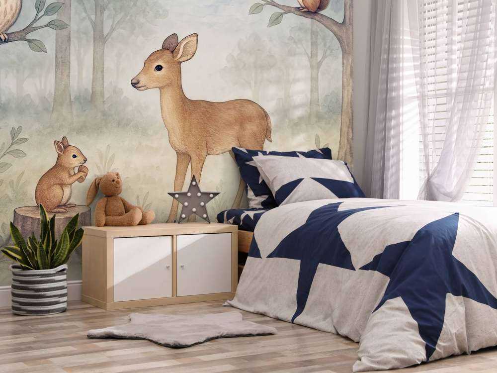 Maanlicht in het bos met dieren