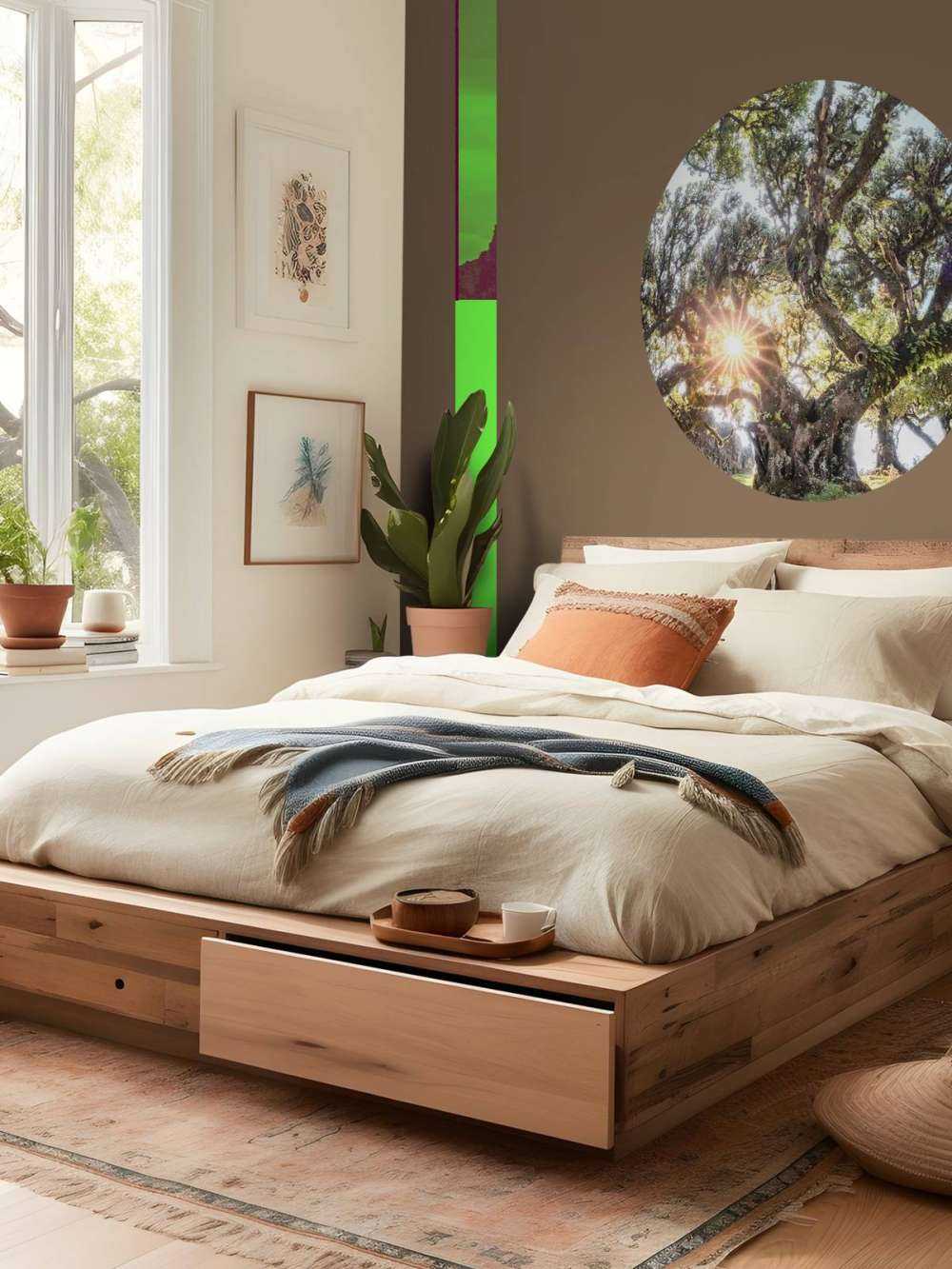 Zonlicht door oeroude boomkronen