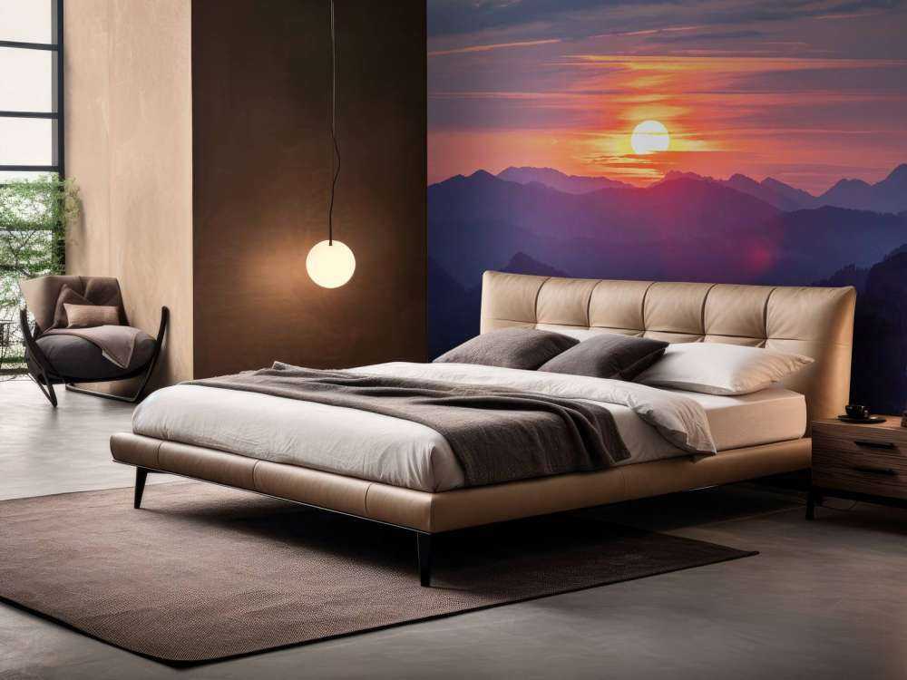 Zonsondergang boven paarse berglagen