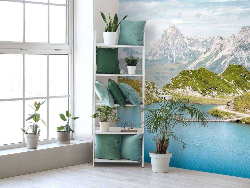 Helder bergmeer in zomervallei