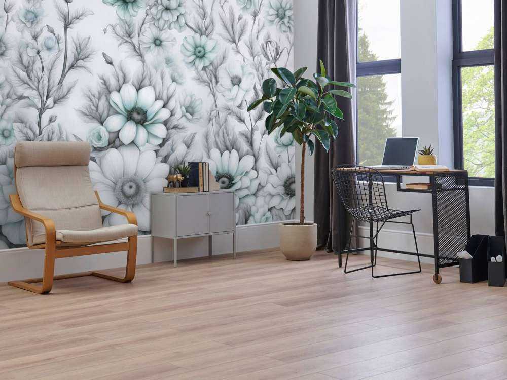 Floral romantic wall Blue