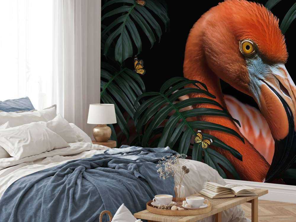 Flamingo tussen tropisch groen