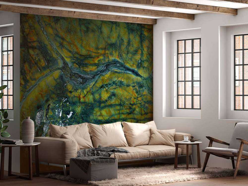 Groen marmer met oranje