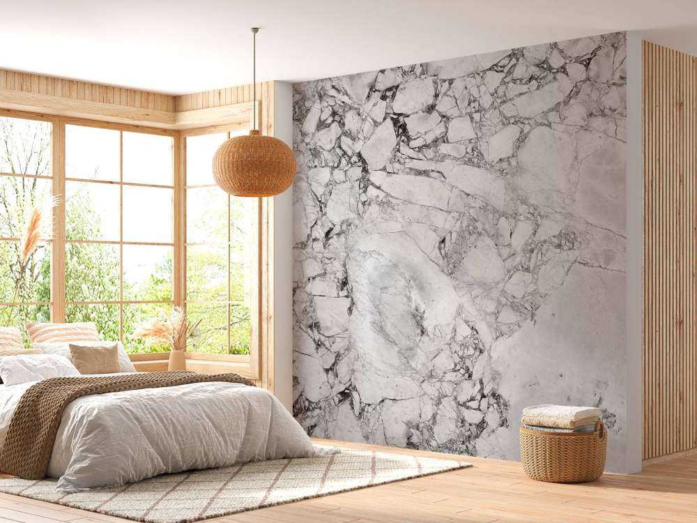 Zwart wit marmer met grove structuur