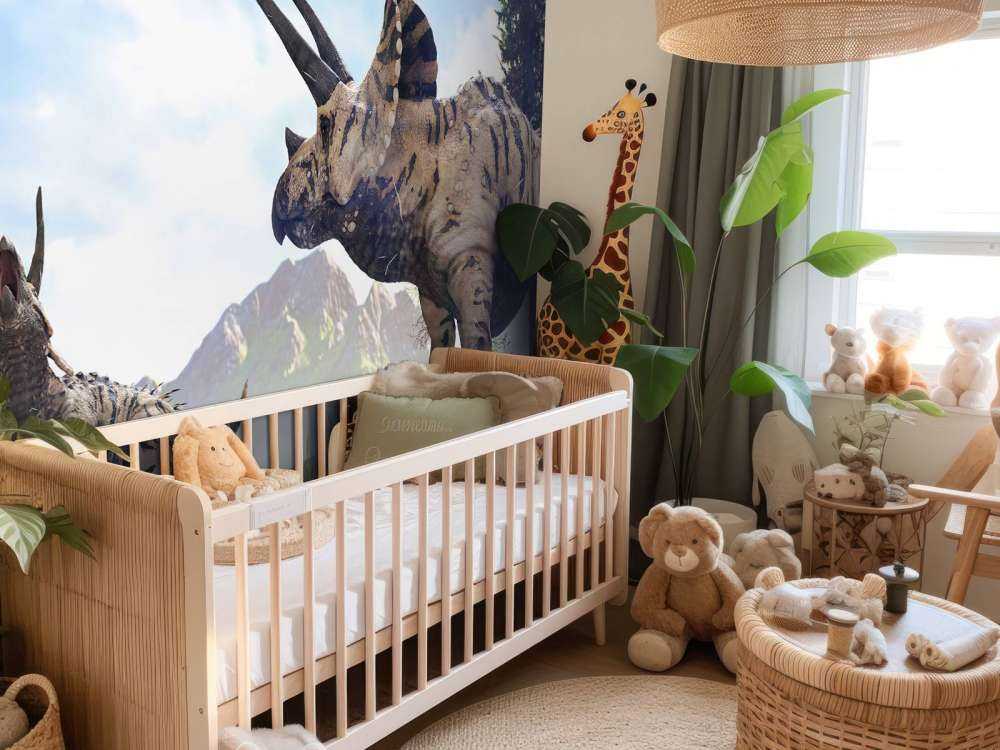 Dinosaurussen lopend door de natuur