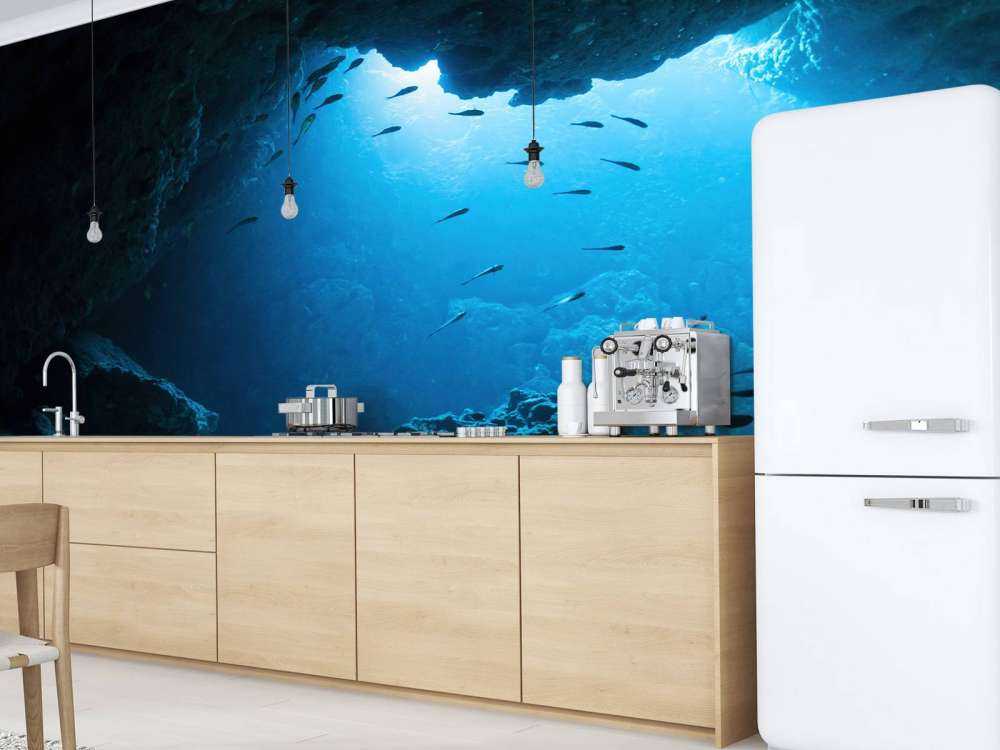 Onderwater grot met vissen