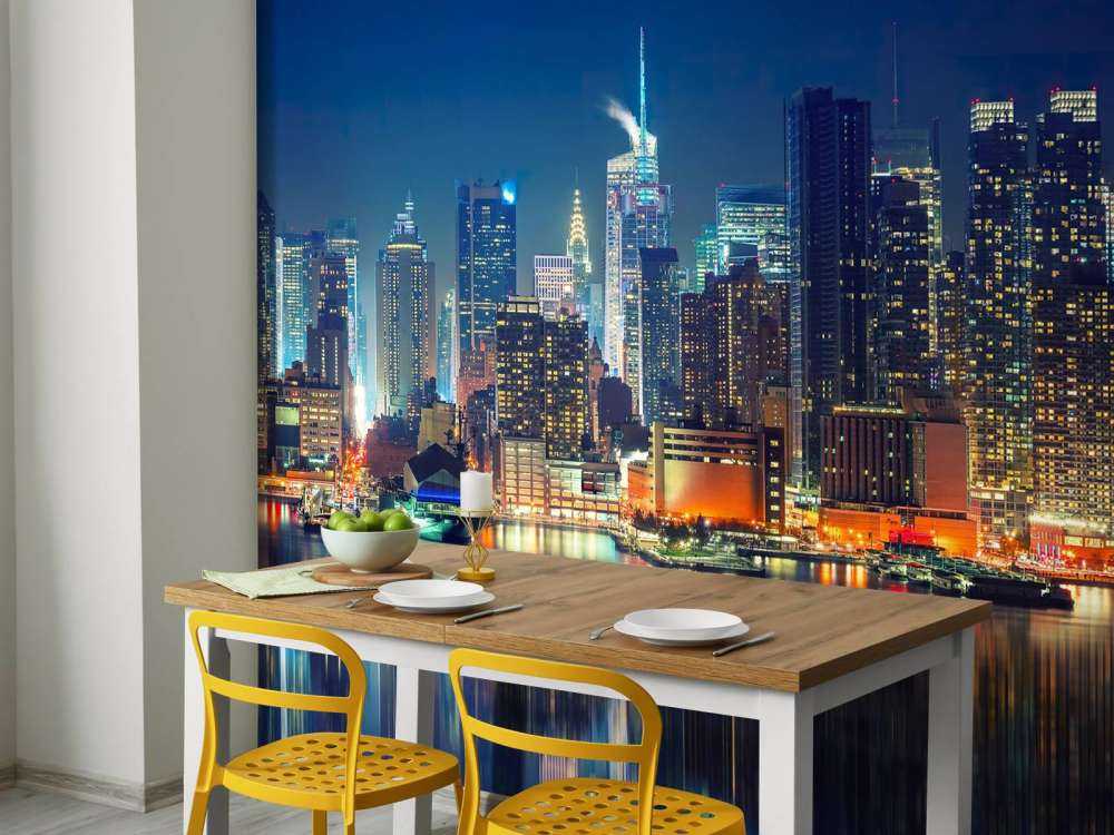 Fotobehang New York skyline in de nacht