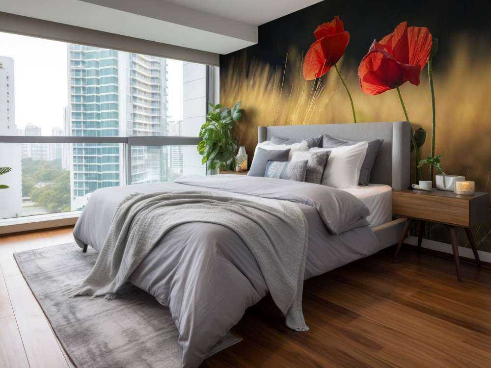 Klaprozen in een tarweveld