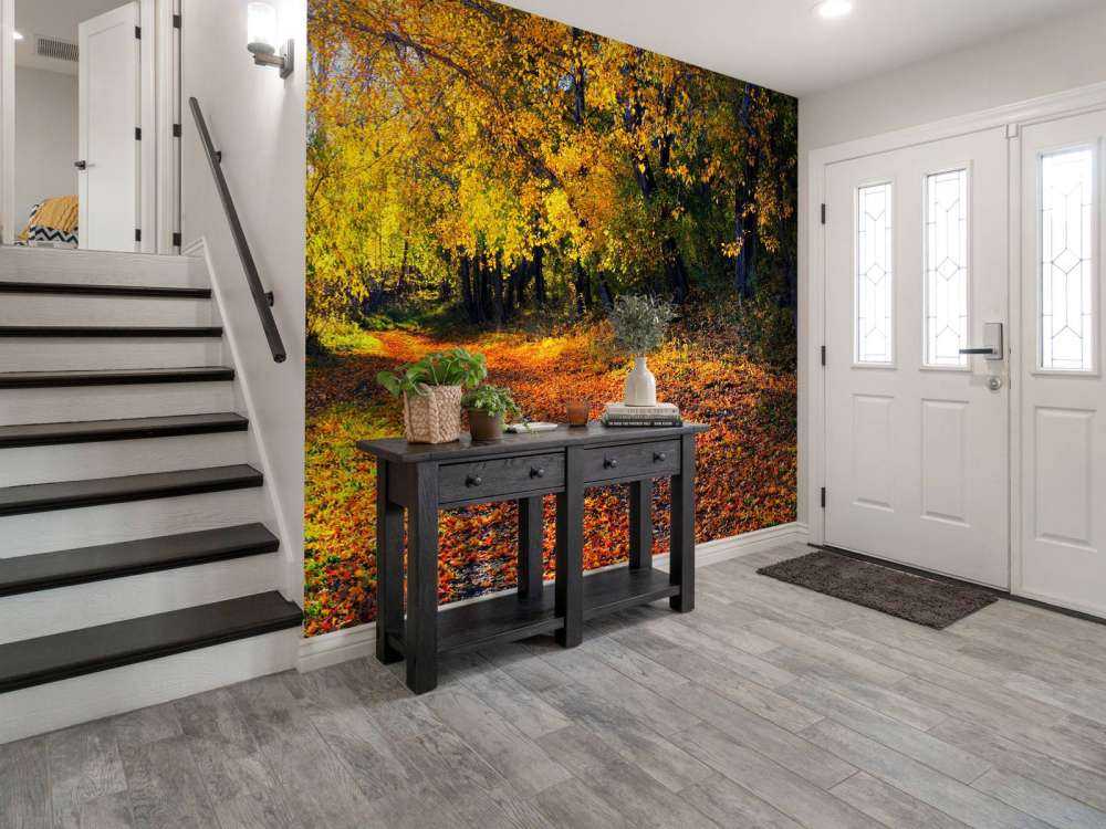 Herfstbos met Bomen en Bladeren