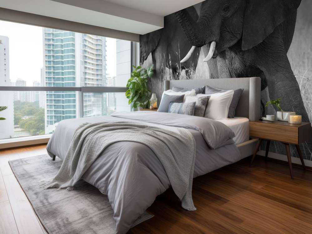 Olifanten in zwart-wit