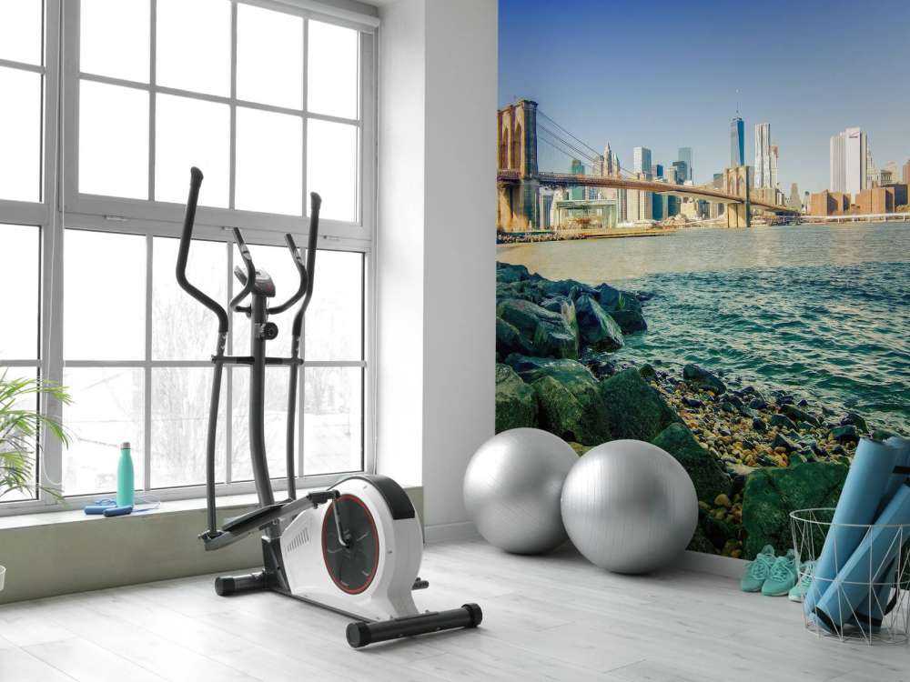 Brooklyn Bridge met een skyline op de achtergrond