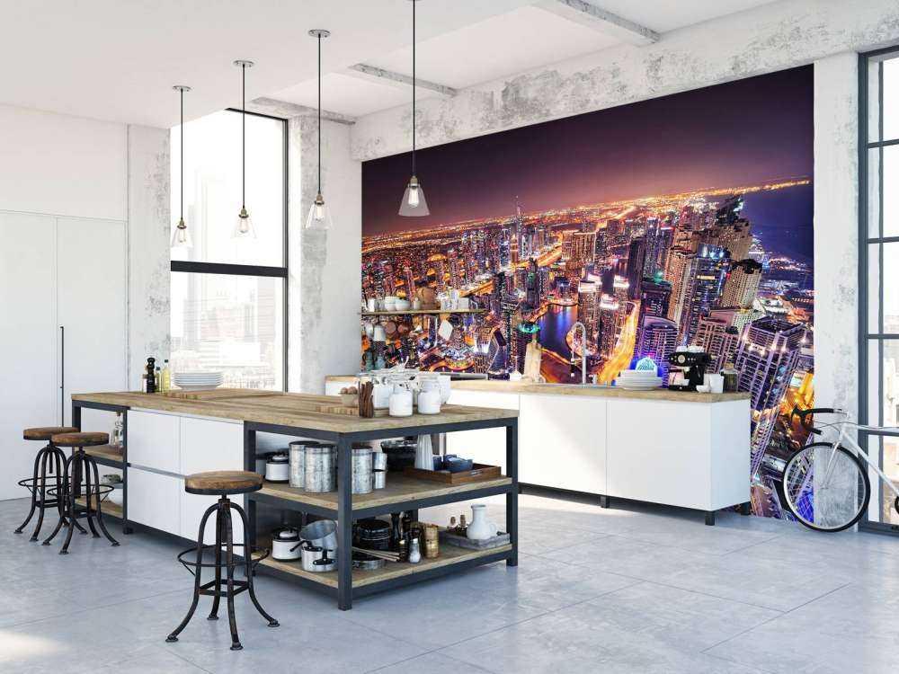 Verlichte gebouwen in Dubai