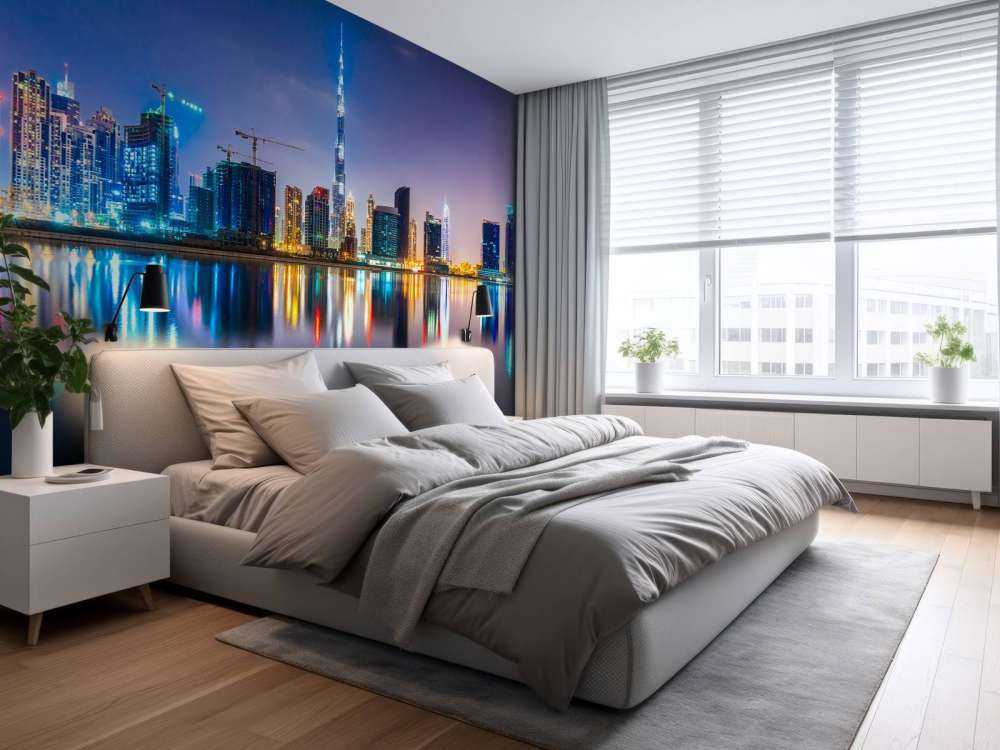 Dubai verlicht in de avond