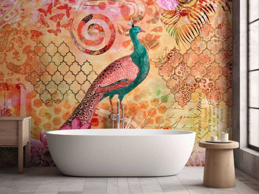 Majestic oriental peacock fantasy collage