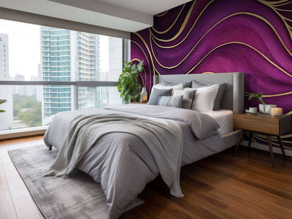 Luxury marble fuchsia purple with gold