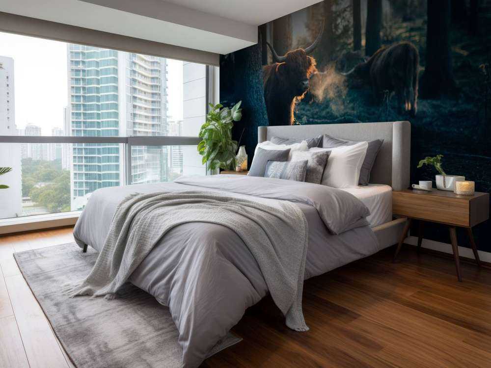 Schotse hooglander in ochtendlicht