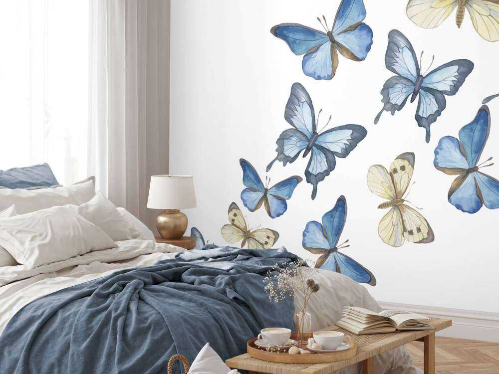 Aquarel van vlinders met een witte achtergrond