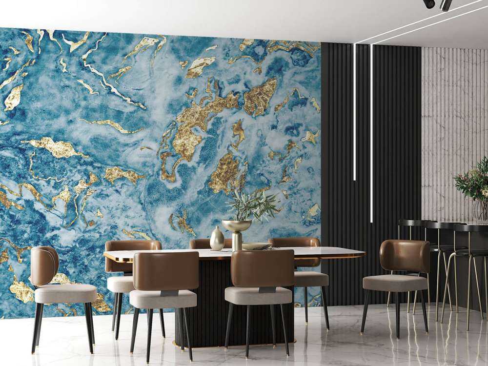 Blauw marmer met goud