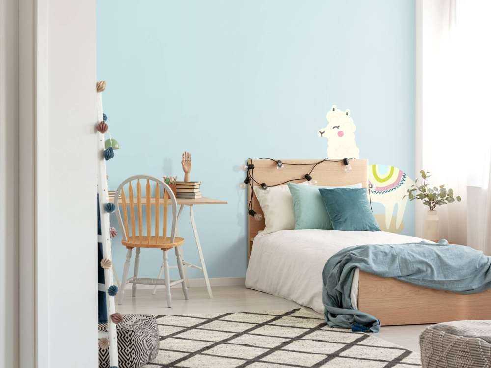 Alpaca design met een blauwe achtergrond