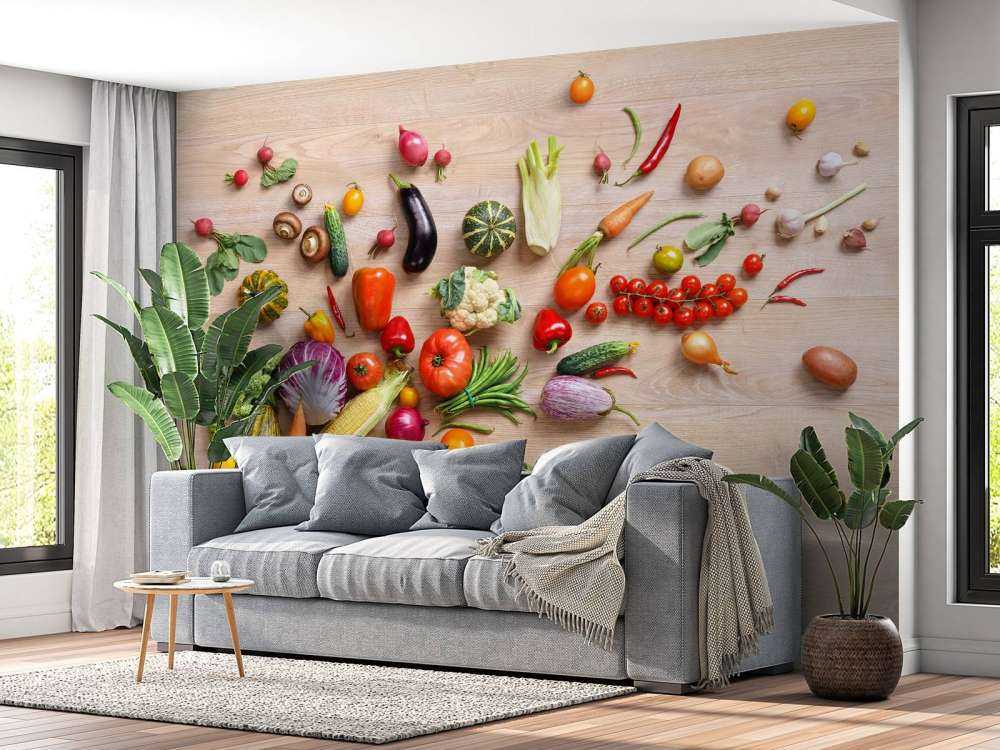 Mand met groenten en fruit