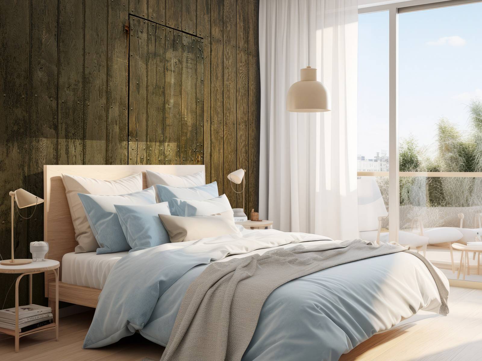 Houten muur met deur