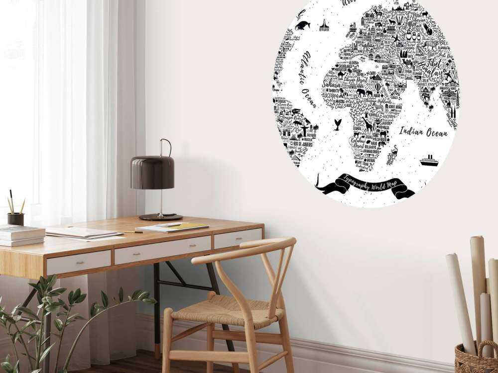 Wereldkaart in zwart-wit