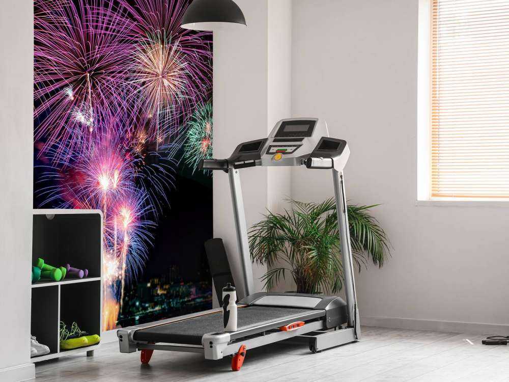 Vuurwerkshow in een grote stad