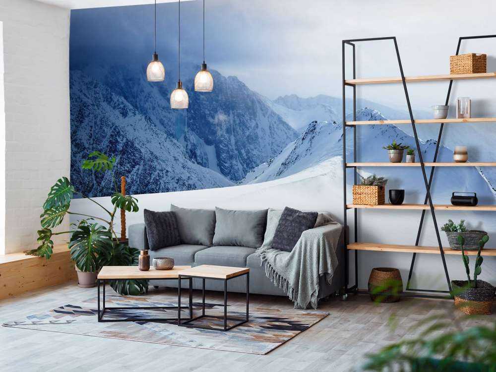 Landschap op een hoge ingesneeuwde berg