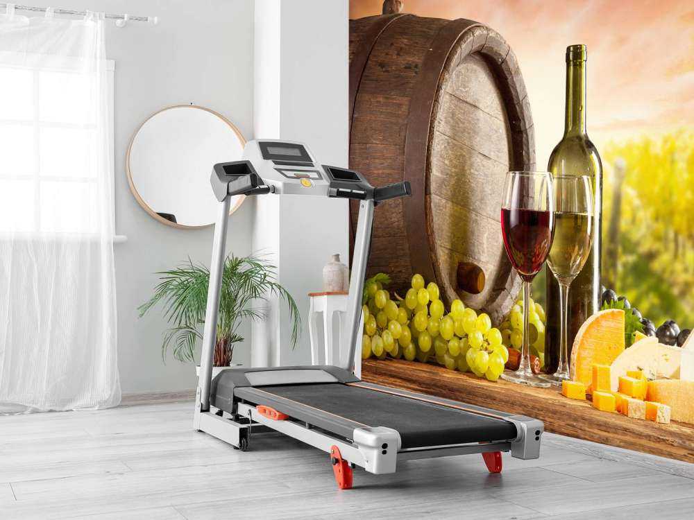 Wijngaard met wijn en kaas op de voorgrond