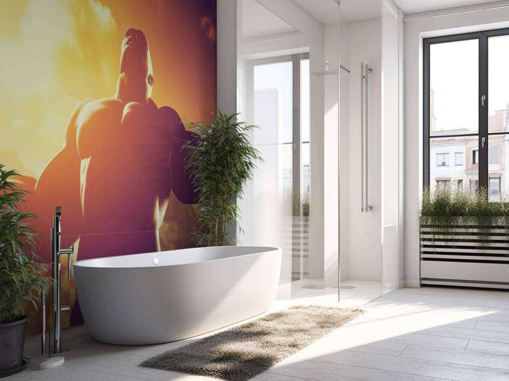 Gespierde man bij zonsondergang