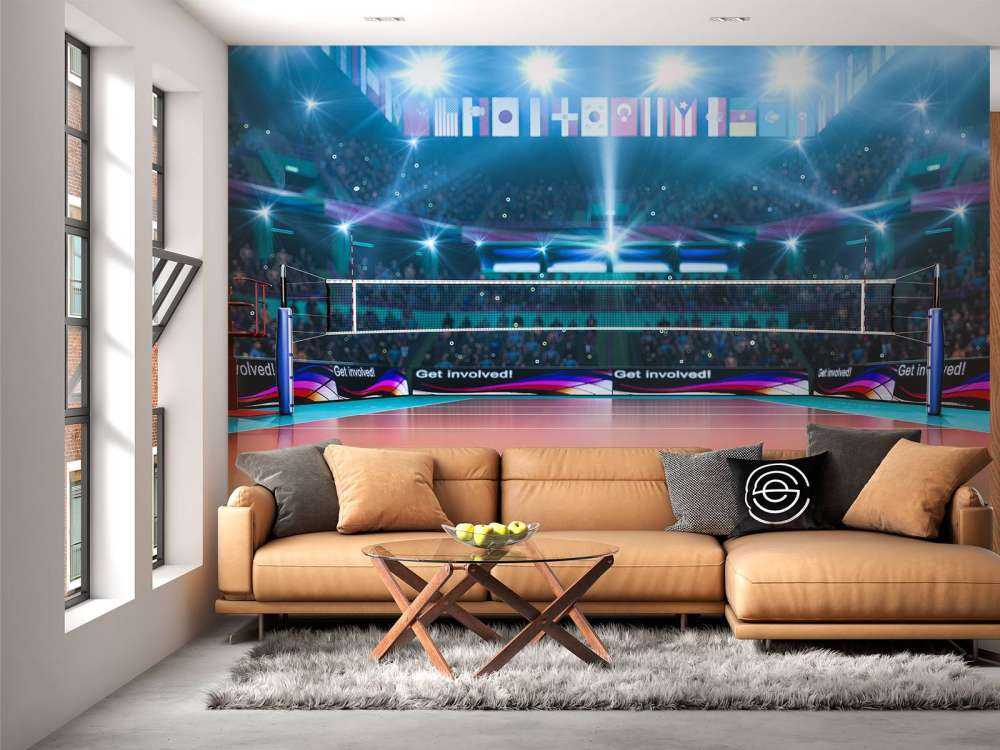 Modern volleybalveld op de lengte