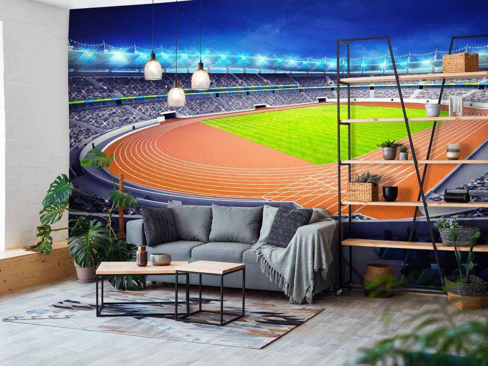 Atletiekstadion in de avond