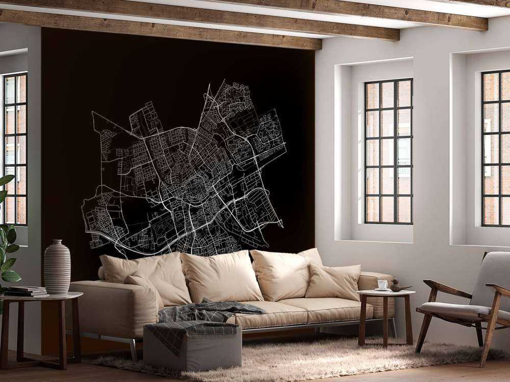 Plattegrond van Groningen, zwart