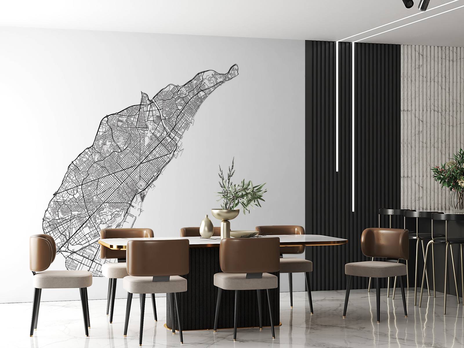 Plattegrond van Barcelona, wit