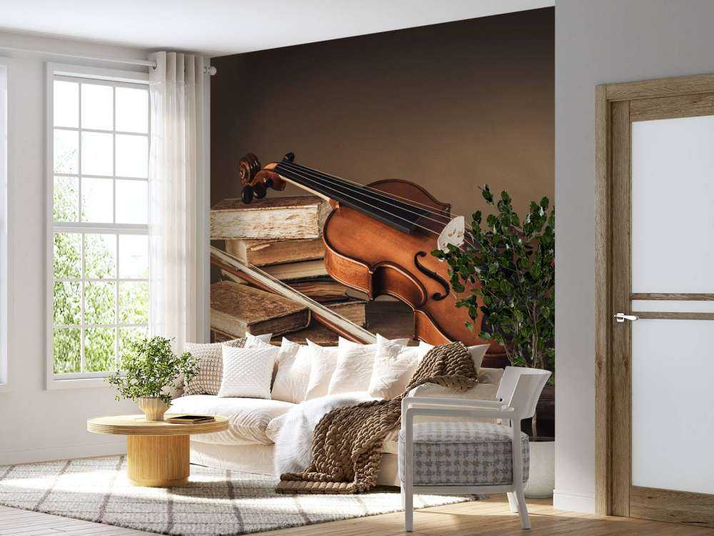 Viool met oude boeken