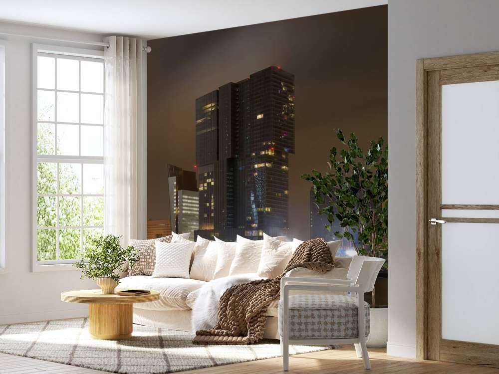 Rotterdam skyline in de avond