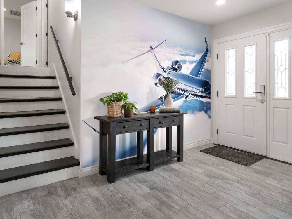 Zwarte privéjet in de wolken