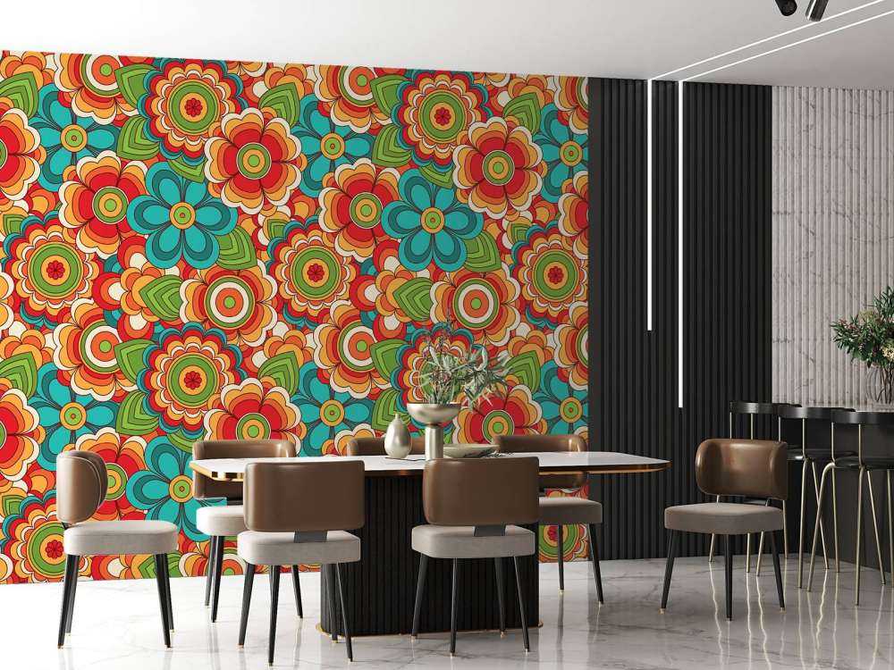 Kleurrijke retro bloemen