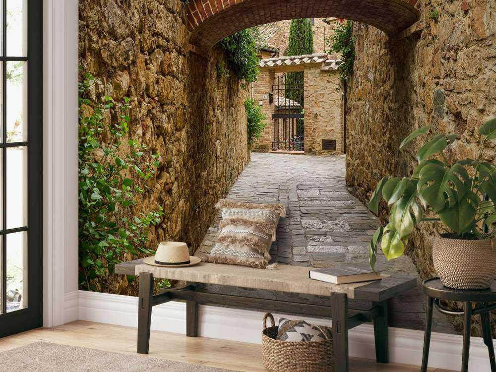 Boogje met rode bloemen