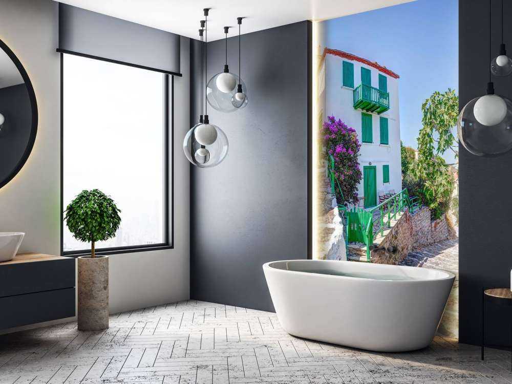 Mediterraan dorp met groene luiken